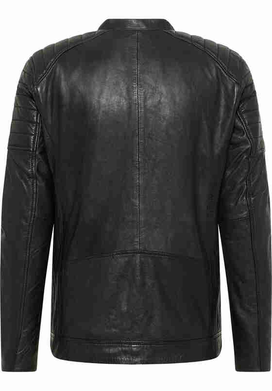 Jacke Lederjacke, Schwarz, bueste