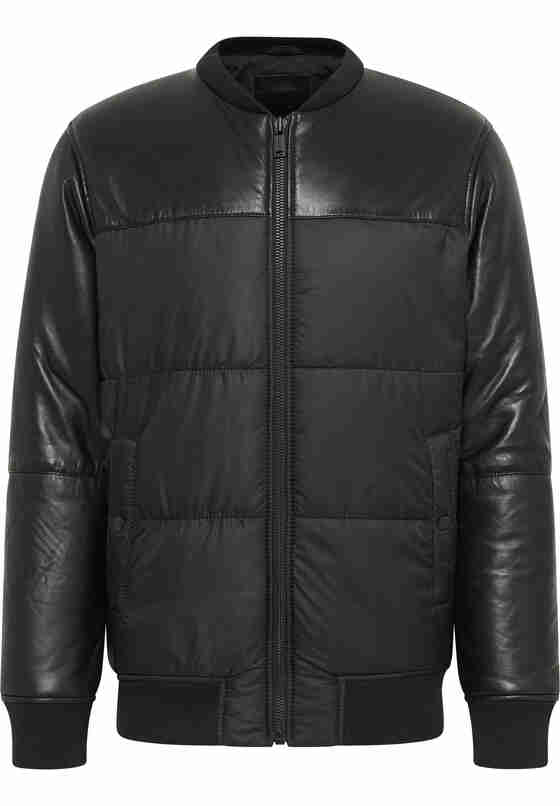 Jacke Lederjacke, Schwarz, bueste