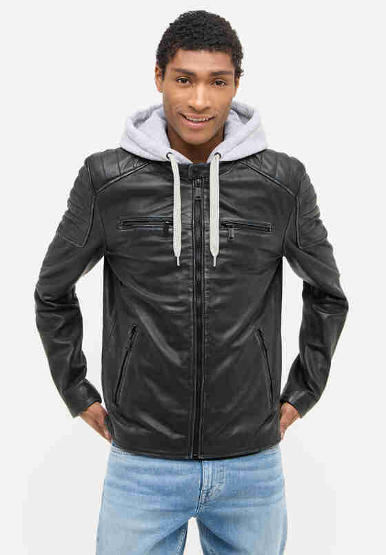 Jacke Lederjacke, Schwarz, model