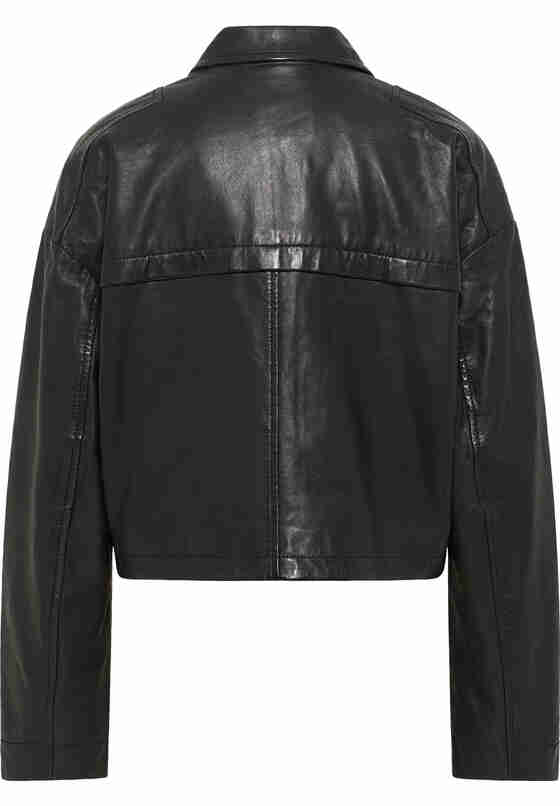 Jacke Lederjacke, Schwarz, bueste