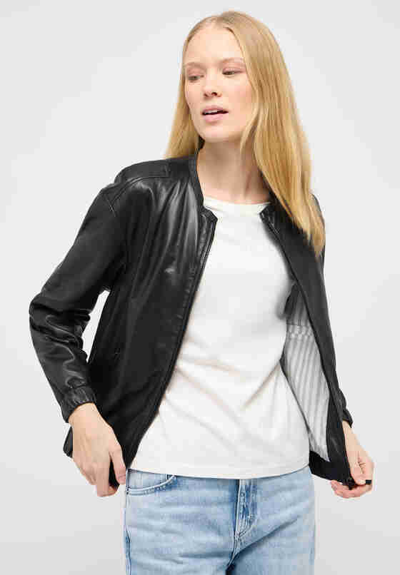 Jacke Lederjacke, Schwarz, model