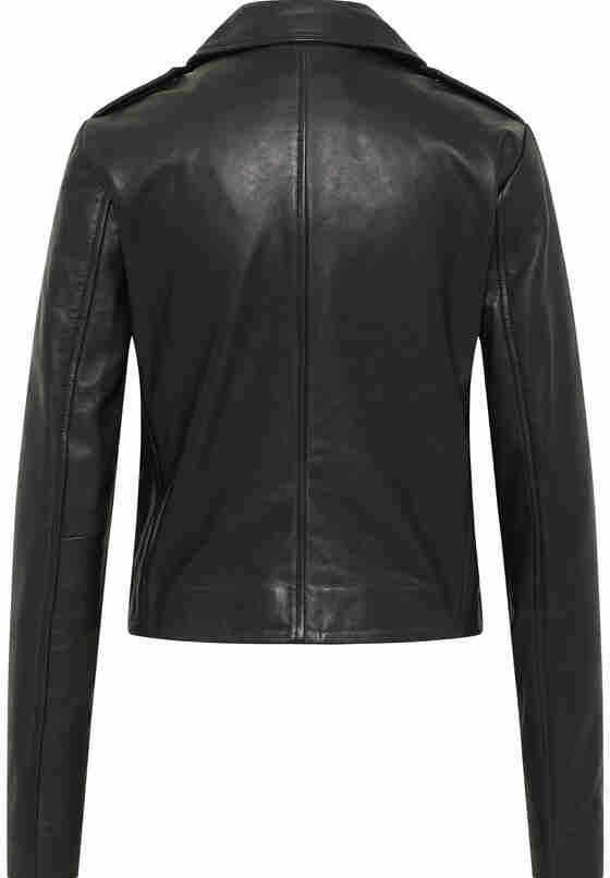 Jacke Lederjacke, Schwarz, bueste