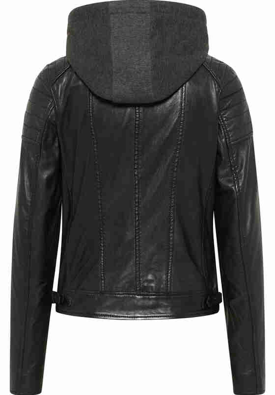 Jacke Lederjacke, Schwarz, bueste