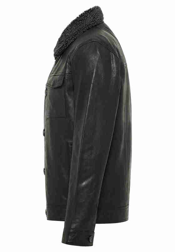 Jacke Lederjacke, Schwarz, bueste