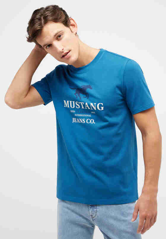 T-Shirt Print-Shirt, Blau, model