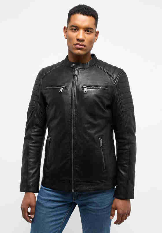 Jacke Lederjacke, Schwarz, model