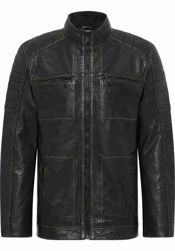 Jacke Lederjacke, Schwarz, bueste