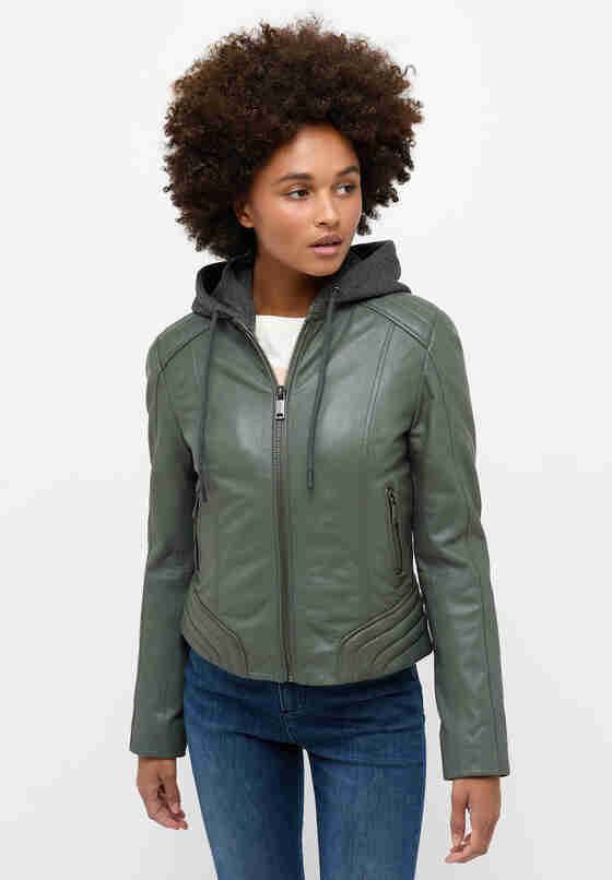 Jacke Lederjacke, Grün, model