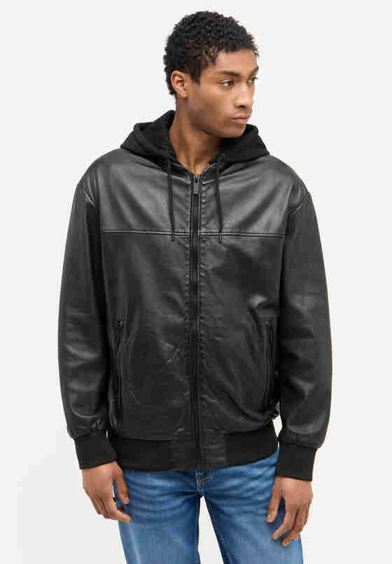 Jacke Lederjacke, Schwarz, model