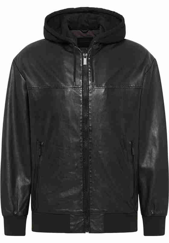 Jacke Lederjacke, Schwarz, bueste